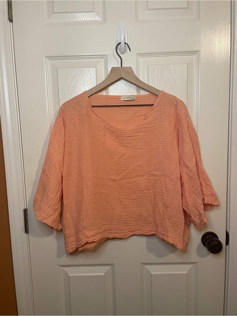 Stark X Boxy Kimono Cotton Gauzy Top in Peach Size Medium